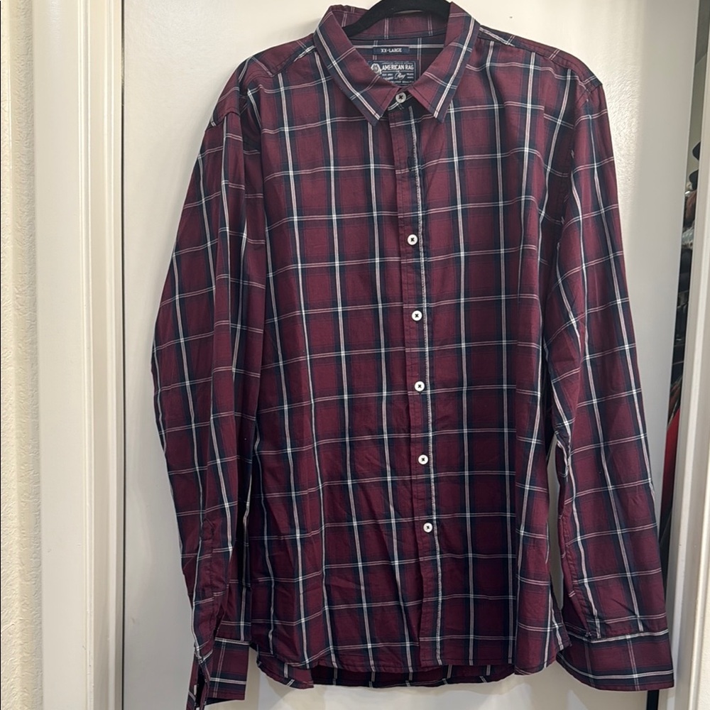 Men's Burgundy Checkered Shirt